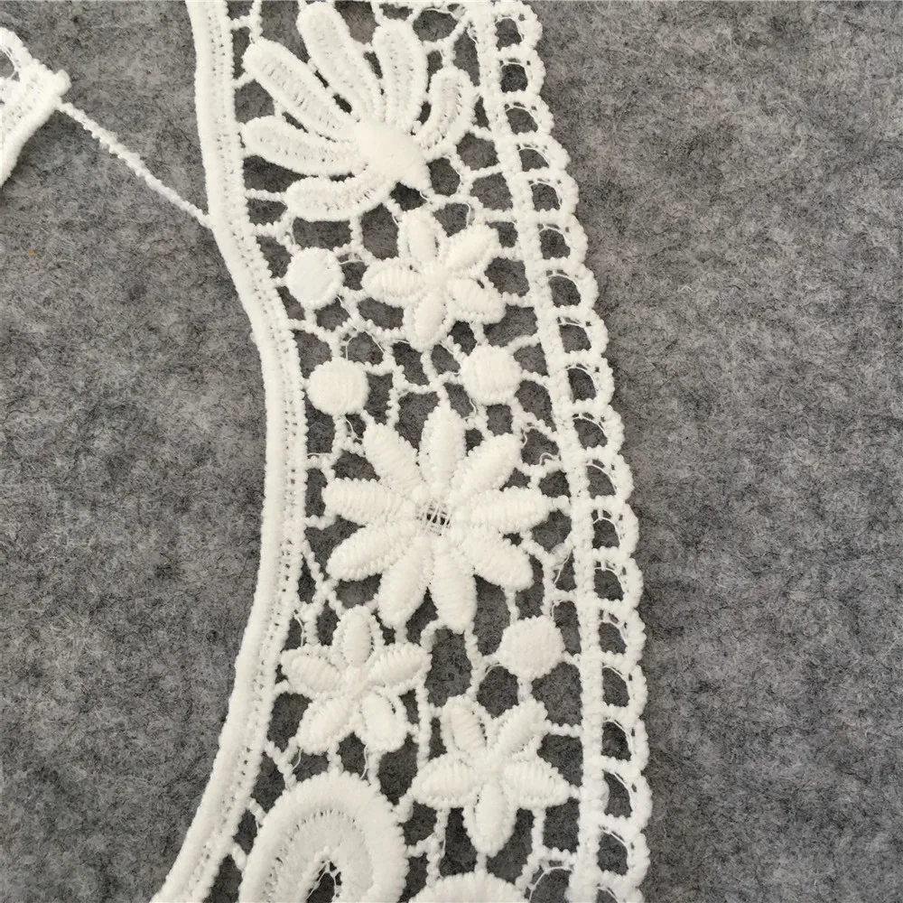 Aplique de gola de renda bordada branca, decote bordado, costura em remendos, acessórios de tecido de costura 1 peça - Imagem 4