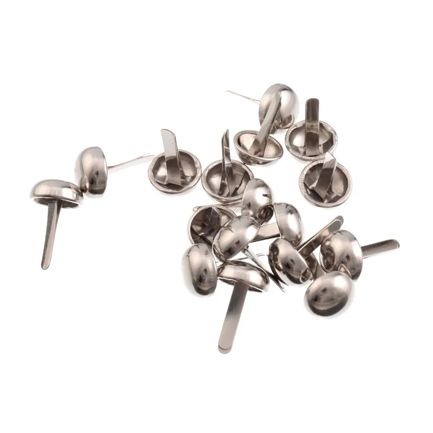 200 pçs rebites pico studs pontos cone tom de prata redondo scrapbooking brads punk saco roupas 8/10/12/15mm - Imagem 7