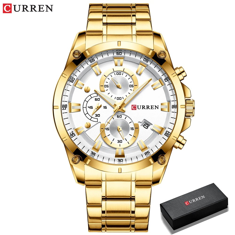 Relógios de ouro masculino luxo marca superior curren quartzo relógio de pulso moda esporte e causal relógio de negócios masculino reloj hombres - Imagem 14