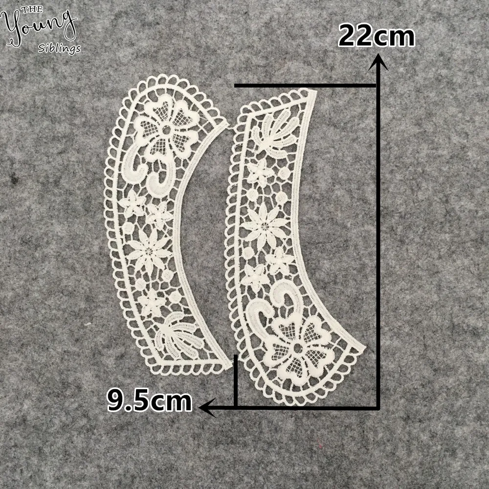 Aplique de gola de renda bordada branca, decote bordado, costura em remendos, acessórios de tecido de costura 1 peça - Imagem 2