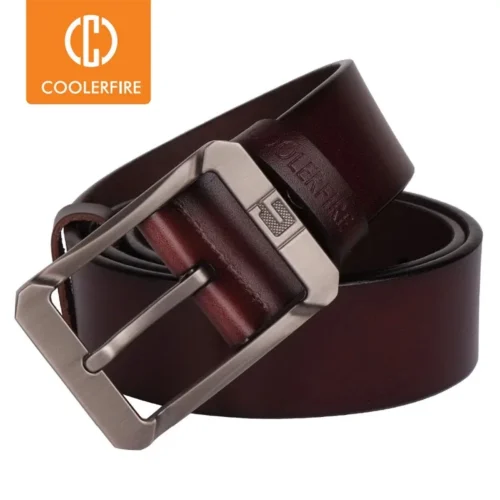 Coolerfire cintos de couro genuíno para homens marca masculina pino fivela jeans cowboy cinto dos homens designer luxo cinto de couro de alta qualidade