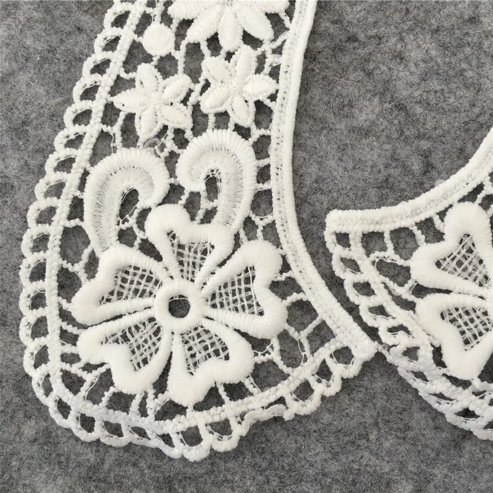 Aplique de gola de renda bordada branca, decote bordado, costura em remendos, acessórios de tecido de costura 1 peça - Imagem 5