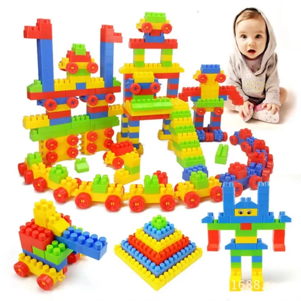 100/130 peças de brinquedos de empilhamento montados para crianças, grandes partículas de blocos de construção, brinquedos educativos para educação infantil - Imagem 4