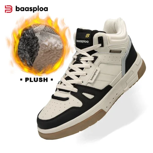 Baasploa homens tênis de inverno casuais sapatos de skate para homens à prova dwaterproof água de pelúcia sapatos de algodão quente antiderrapante ao ar livre tênis masculinos