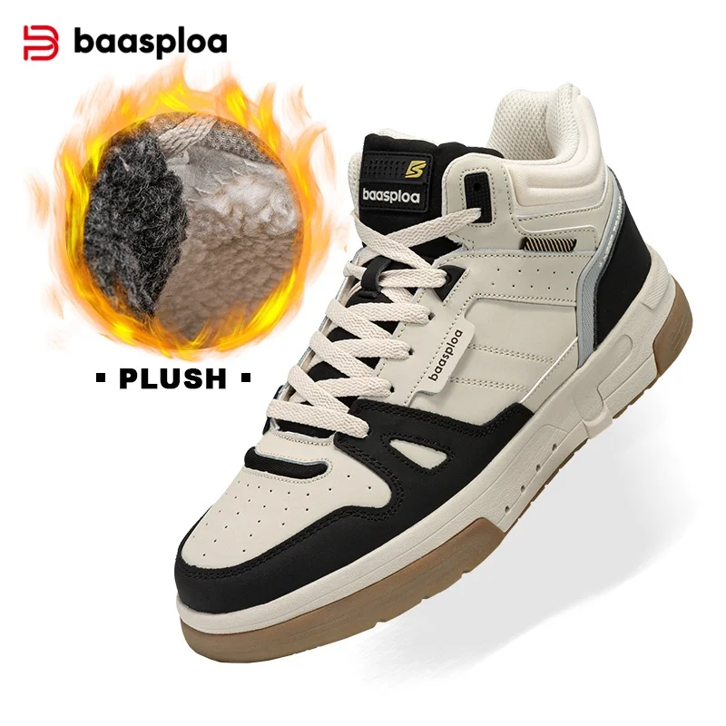 Baasploa homens tênis de inverno casuais sapatos de skate para homens à prova dwaterproof água de pelúcia sapatos de algodão quente antiderrapante ao ar livre tênis masculinos