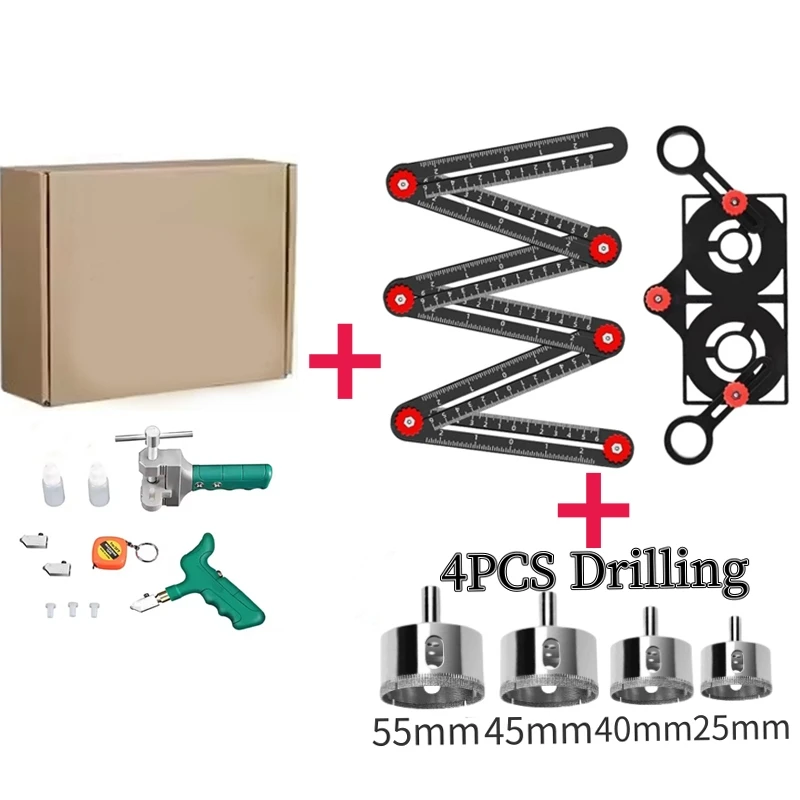 Conjunto de cortador de vidro manual portátil abridor de telha para ferramentas de corte de vidro/telha cortador de vidro multi-função conjunto de corte de vidro - Imagem 6
