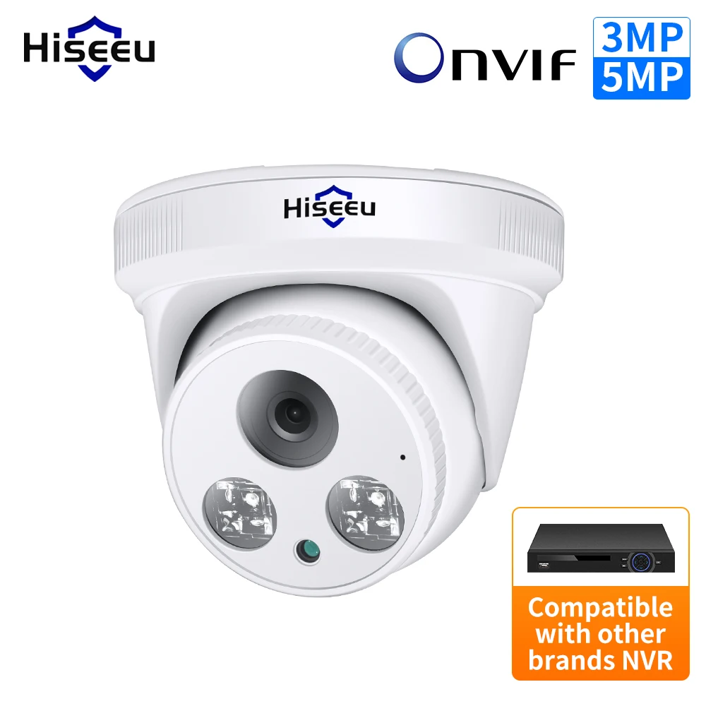 Hiseeu 5MP 3MP POE Câmera De Vigilância De Segurança IP H.265 + Dome CCTV ONVIF Gravação De Áudio Detecção De Movimento Interior Home Roof