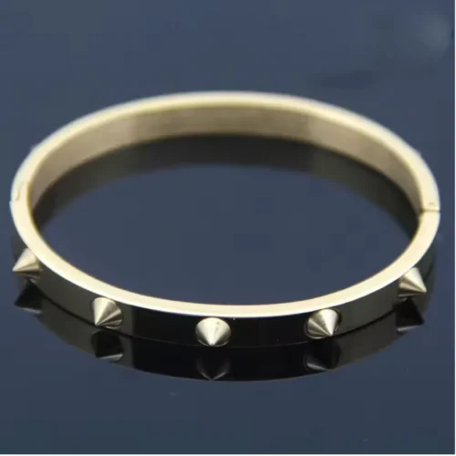 B36 moda amor punk pulseira retro seta dupla cônica cor de aço inoxidável rebites ouro prego manguito pulseira jóias