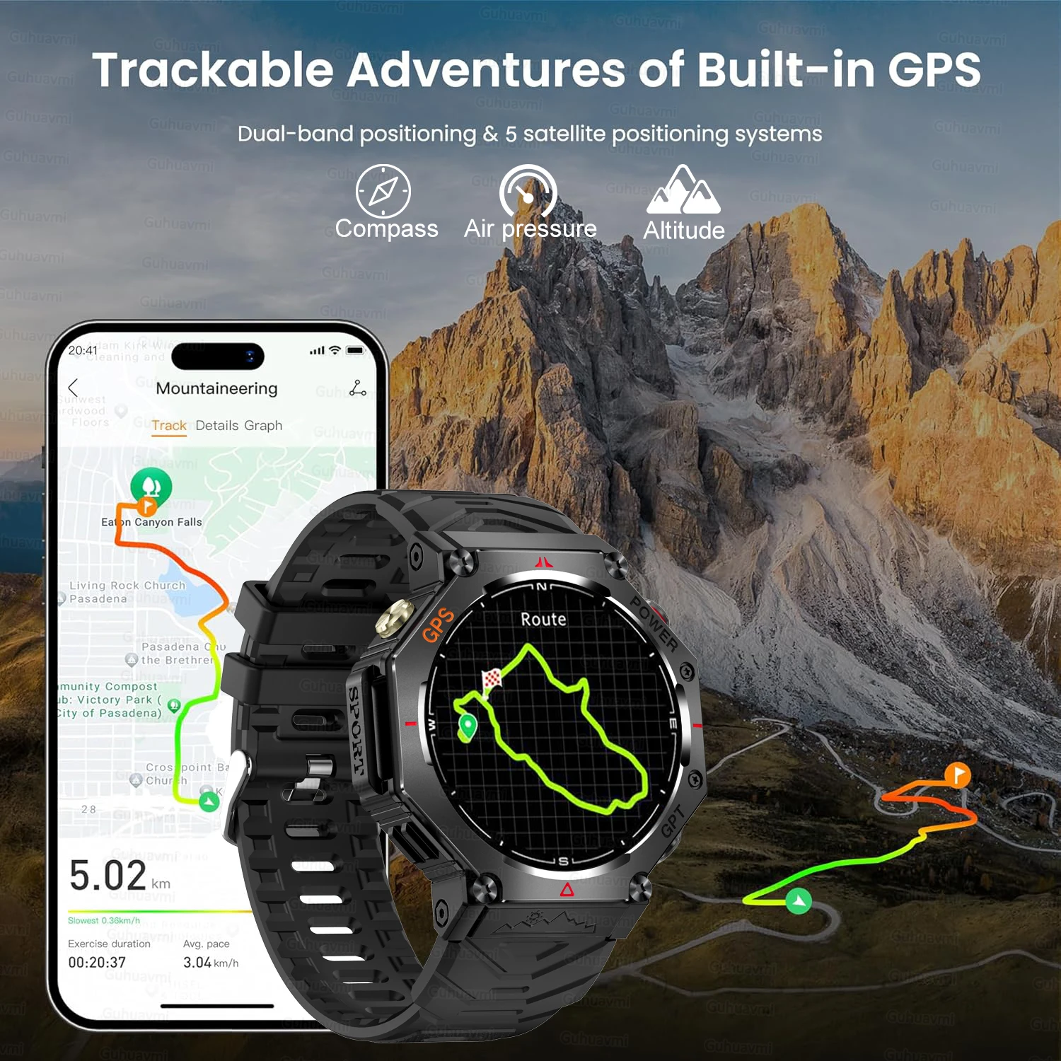 Novo Smartwatch T-Rex 3 Ultra GPS Masculino 2025, Resistente à Água 10ATM IP68, com Bússola GNSS de Banda Dupla Integrada, Estilo Militar Esportivo. - Imagem 3