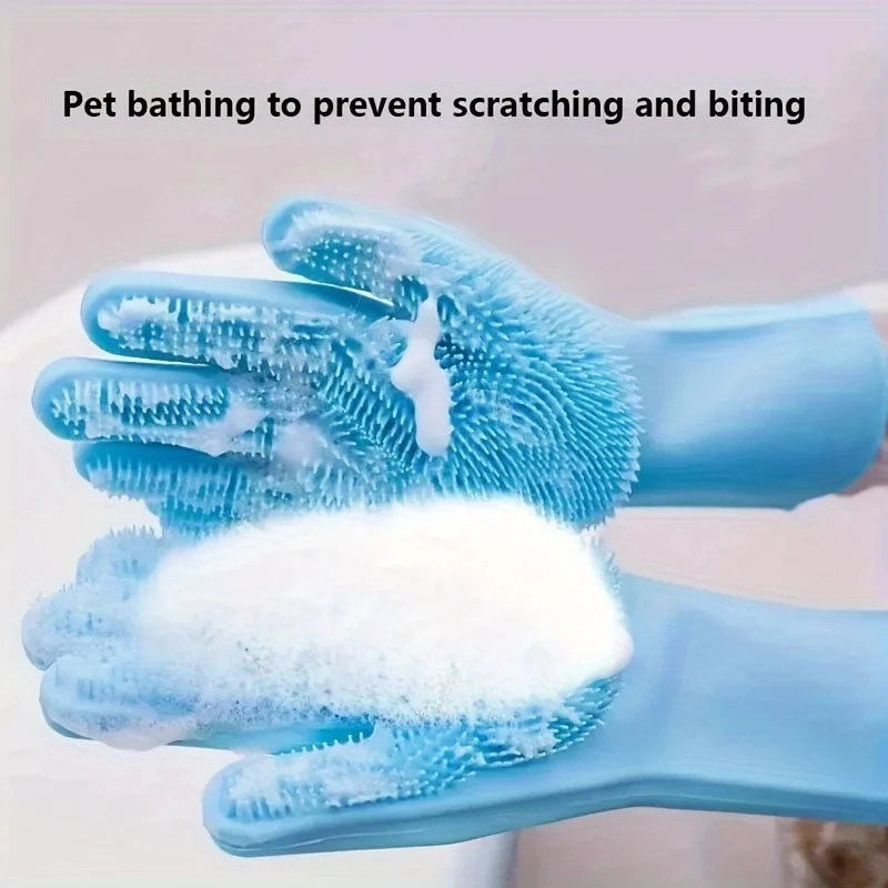 Pet Grooming Luvas De Limpeza, Cão, Banho De Gato, Luva De Shampoo, Purificador, Lavagem De Pratos Mágica, Esponja De Limpeza, Silício, Depilação - Imagem 3