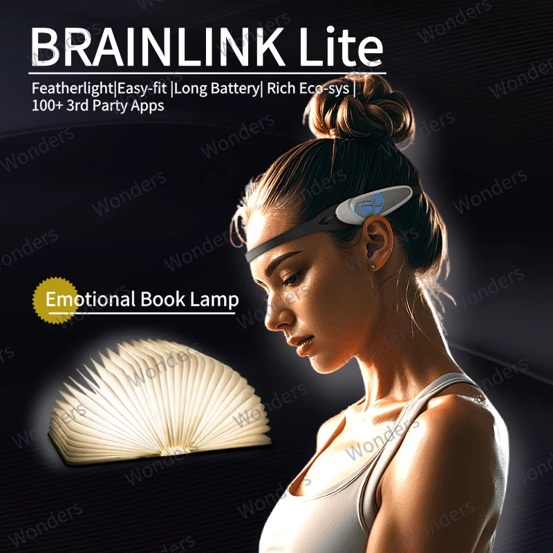 Brainlink lite bandana com controle mental livro lâmpada dispositivo eeg para fitness mental sem fio mindlink sensor sdk ios android aplicativos
