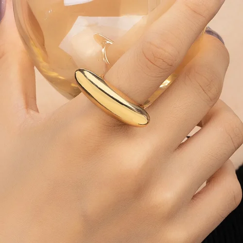 Anéis curvos irregulares únicos para mulheres, anéis de dedos vintage, cor dourada fosca, jóias ajustáveis, festa punk, casamento, 2024