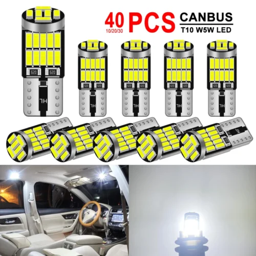10-40 pces t10 w5w lâmpada led canbus sem erro 12v 4014-26smd 400lm 6500k super brilhante branco interior do carro cúpula porta mapas luzes do tronco