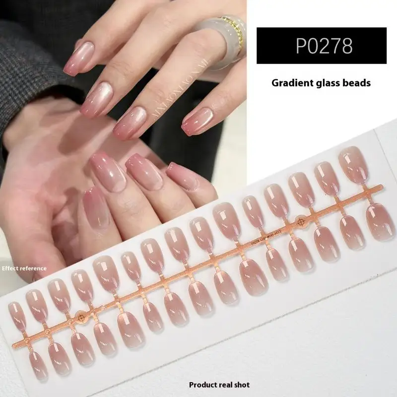 30 pçs cor sólida gradiente unhas falsas vestindo armadura wearable manicure diy charme do prego arte do prego manicure decoração - Imagem 3