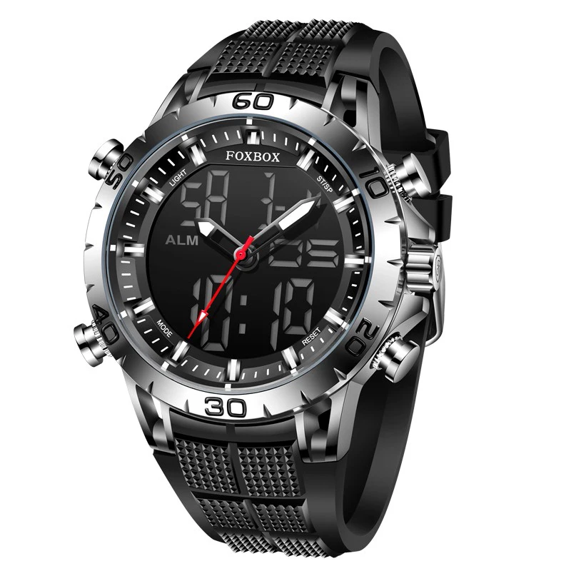 Foxbox relógios masculinos esporte marca superior de luxo dupla exibição relógio quartzo militar à prova dwaterproof água relógio eletrônico digital homem - Imagem 8