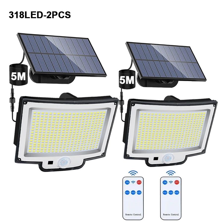 106/318 LED luz solar ao ar livre 328 holofotes LED IP65 à prova d'água sensor de movimento luzes de segurança de inundação solar humana 3 modos - Imagem 18