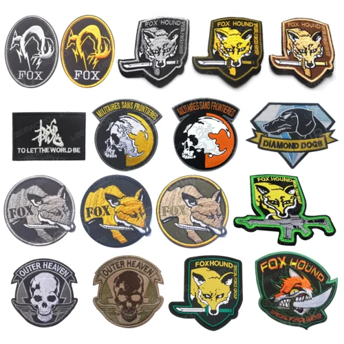 Metal Gear Solid Foxhound Emblema Patch, Fox Hound Uniform Adesivo, Emblema militar, Applique Braçadeira, Grupo Militaria.