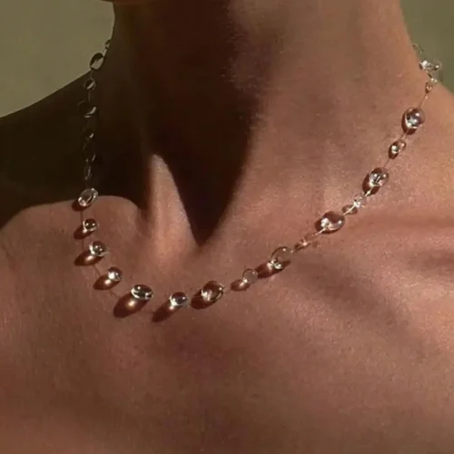 Ins simulação gota de água clara série de gota de orvalho colar artesanal cola gotejada moda jóias feminino nicho presentes amigos