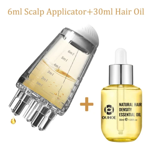 Aplicador de couro cabeludo, pente de massagem de cabeça e 30ml, óleo essencial de cabelo, produtos de crescimento capilar, aplicador de líquido medicinal, escova massageadora
