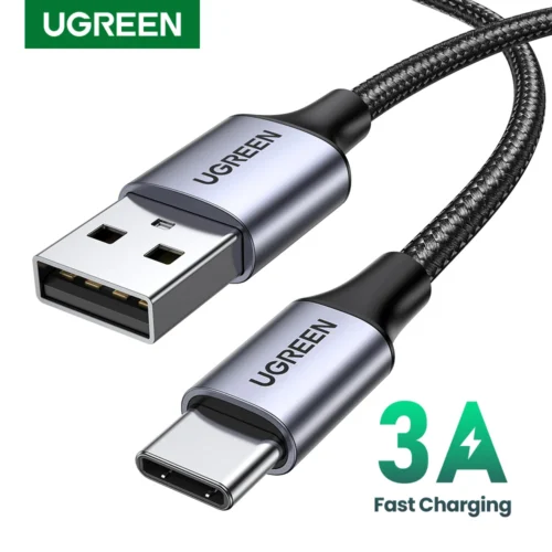 UGREEN-USB Tipo C Cabo de carregamento rápido de dados, 3A, 18W, apto para Xiaomi, Samsung Galaxy S24, iPhone 15, iPad, Poco