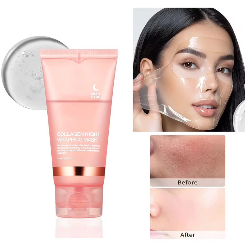 Envoltório de colágeno profundo peel off máscara facial hidratante suave rosto endurecimento rejuvenescimento da pele máscara de cuidados faciais maquiagem