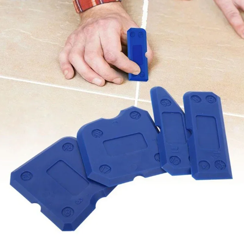 Raspador de cimento de vidro de silicone, 4 unidades, selante, removedor de rejunte, ferramenta de acabamento doméstico, ferramentas de calafetagem, limpeza doméstica, ferramenta de espátula manual