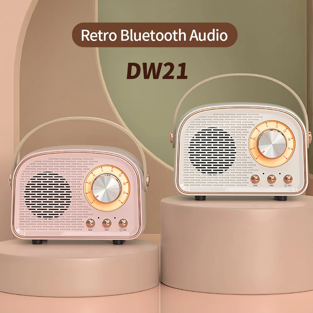 Alto-falante retro compatível com bluetooth, mini alto-falante bonito com rádio fm, alto-falante sem fio com leitor de música tws estéreo de alta fidelidade tf usb - Imagem 3