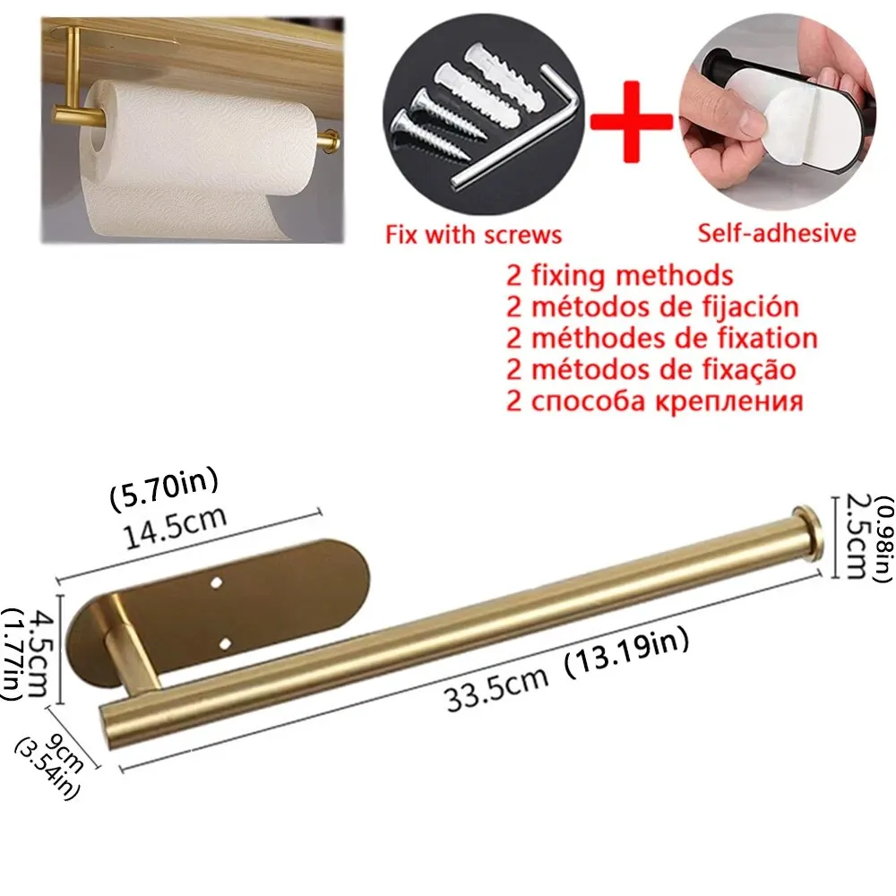 Suporte de toalha de papel de cozinha adesivo cabide de tecido rolo de papel higiênico dispensador armário de armazenamento guardanapo rack acessórios do banheiro - Imagem 9