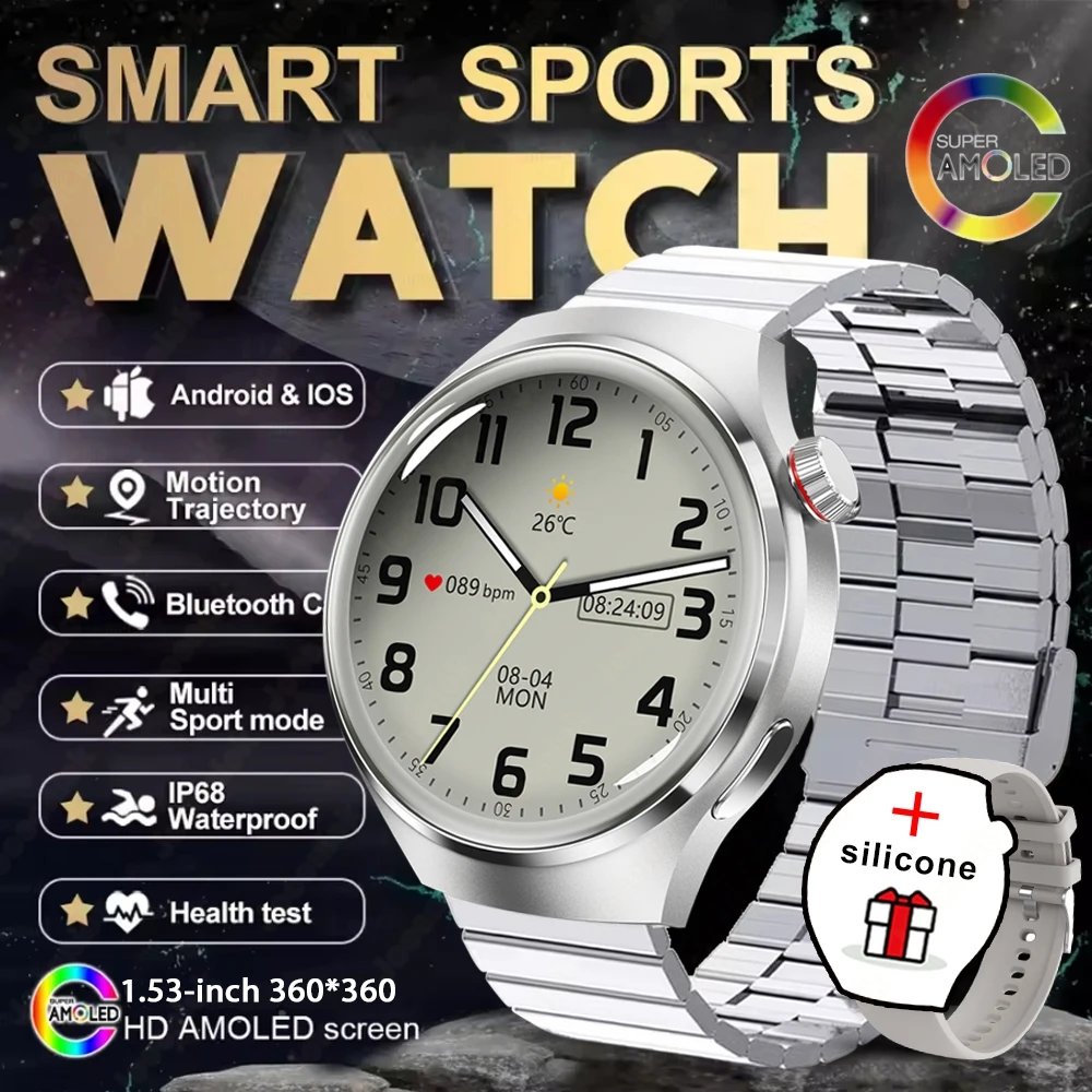 2025 novo relógio 4 gt série relógio inteligente masculino tela amoled freqüência cardíaca monitoramento de saúde bluetooth chamada negócios smartwatch homem - Imagem 13