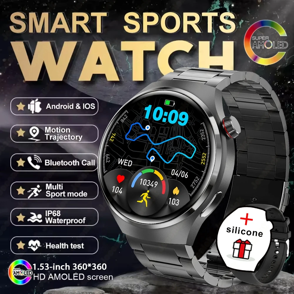 2025 novo relógio 4 gt série relógio inteligente masculino tela amoled freqüência cardíaca monitoramento de saúde bluetooth chamada negócios smartwatch homem - Imagem 7