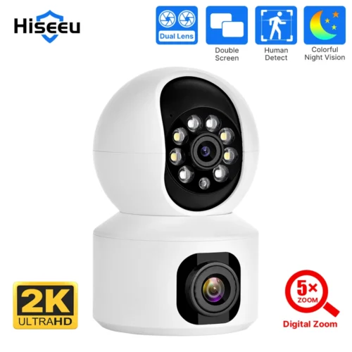 Hiseeu-Smart Home Security Surveillance Camera, 2K, 4MP, PTZ, IP, Wi-Fi, Sem Fio, Áudio Bidirecional, Interior, Bebê, Monitor Pet