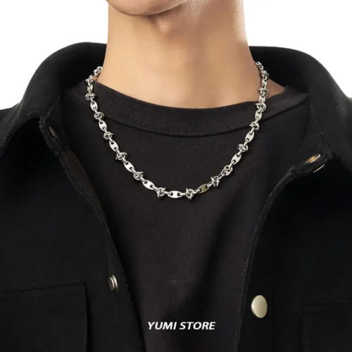 Hip hop aço inoxidável emenda colar para homem mulher punk clavícula camisola corrente de luxo unisex jóias acessórios atacado