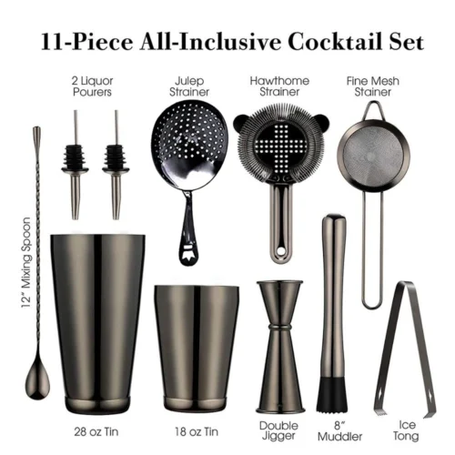 Cocktail Shaker Bar Set, Boston Shakers, Conjunto Filtro, Jigger,Muddler e Colher, Ice Tong, 2 Garrafa Pourer