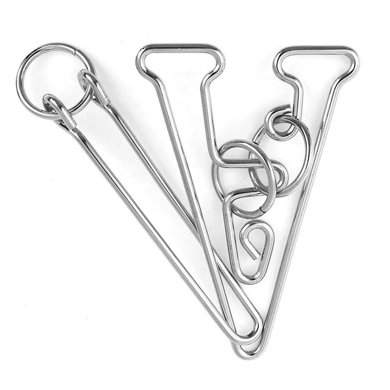 Quebra-cabeça de metal, cérebro teaser, anéis de fio mágico, quebra-cabeças para adultos e crianças, desembaraço, ligação de ferro, desbloqueio, jogo de bloqueio - Imagem 4