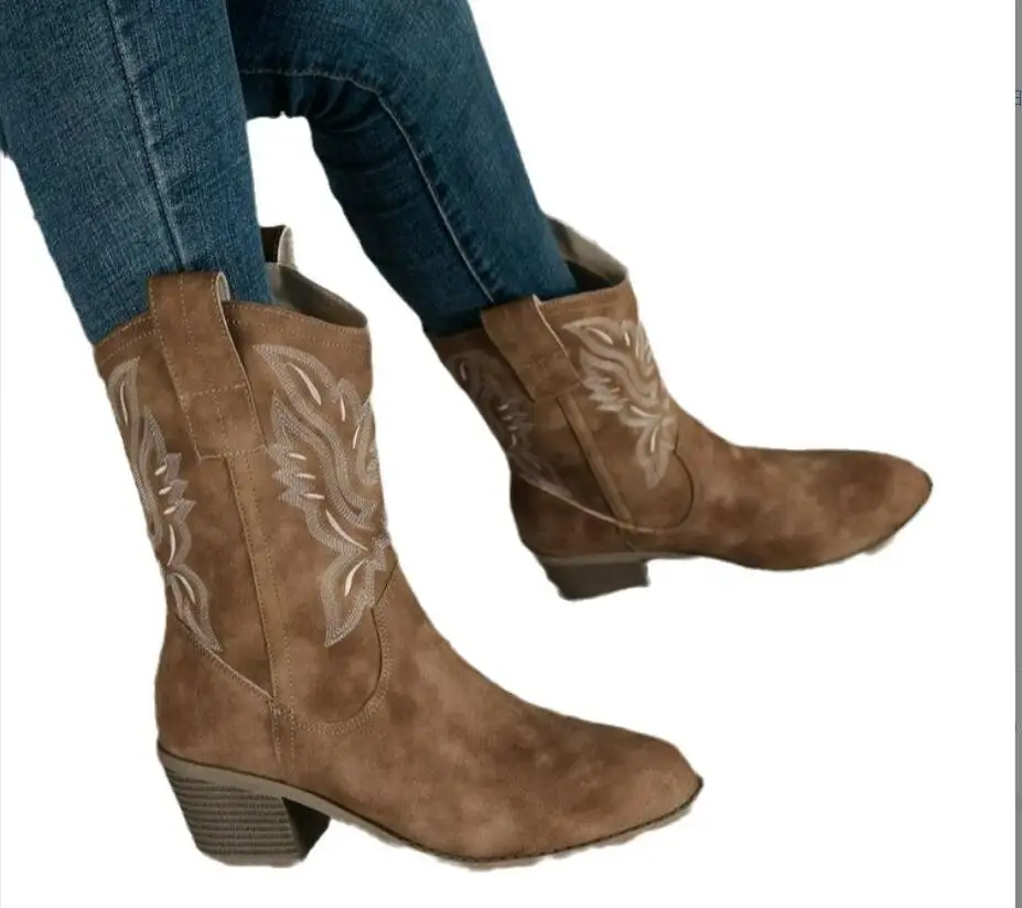 Inverno outono cabeça redonda capa de couro vestindo salto alto feminino versátil confortável moda botas femininas tamanho grande