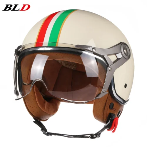 Vintage tt & cocascos capacete da motocicleta jet com viseira moto equitação 3/4 aberto meio capacete retro scooter capacete moto