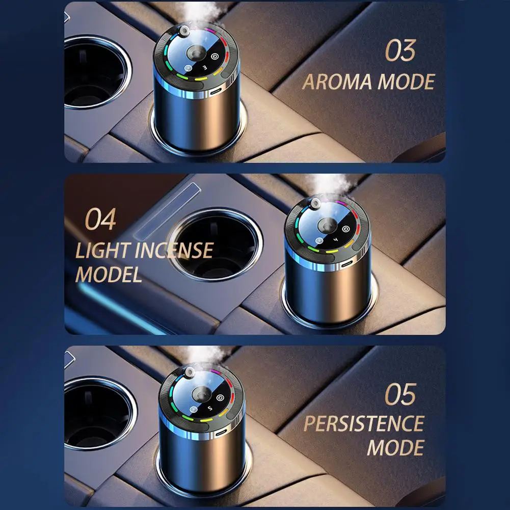 Difusor de aroma de perfume para carro, spray automático, desodorização, liga, ambientador colorido, atmosfera, luz, inicialização inteligente, interiores - Imagem 6