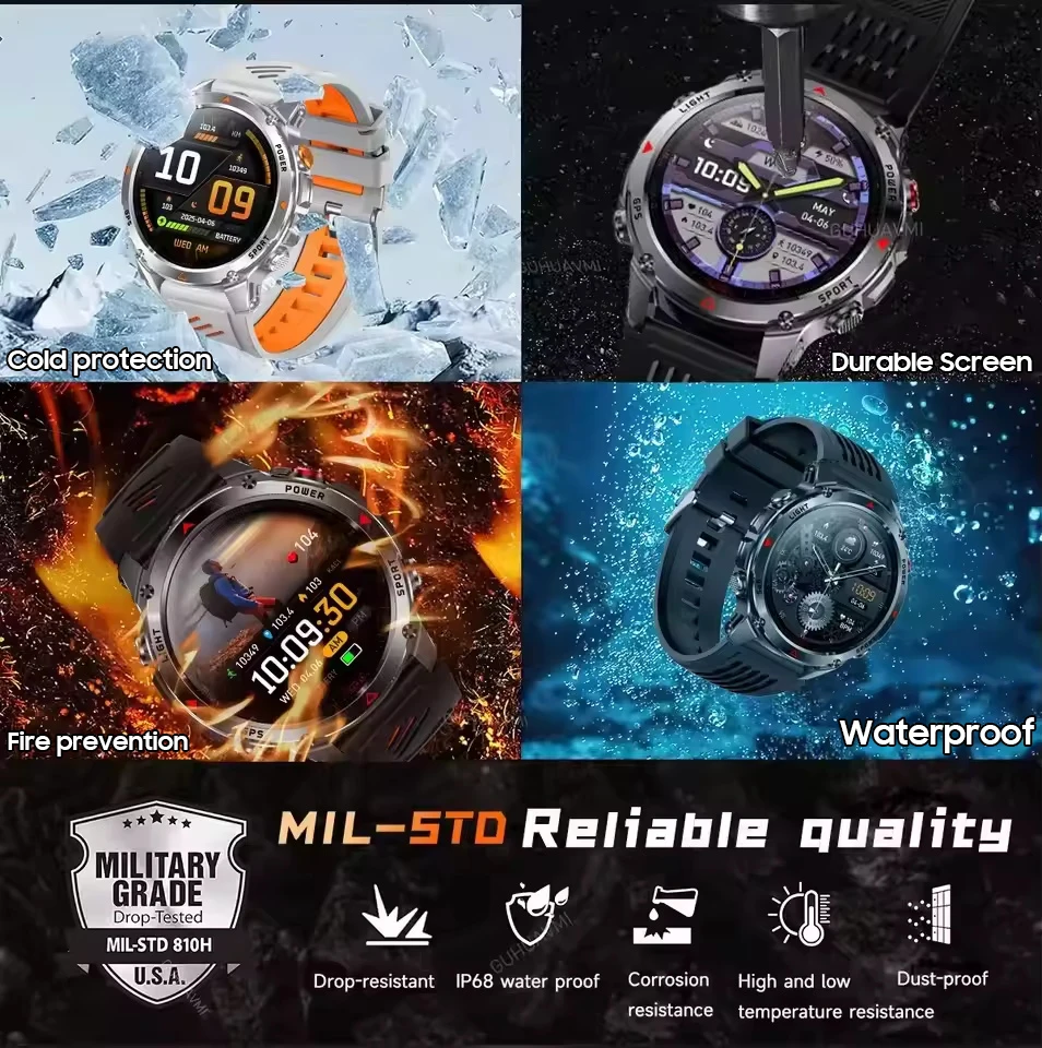 Novo Smartwatch Esportivo Profissional com GPS para Atividades ao Ar Livre (Ciclismo, Corrida, Natação), Bússola, Altímetro, Resistência à Água 3ATM, Pulseira Esportiva Masculina - Lançamento 2025 - Imagem 4