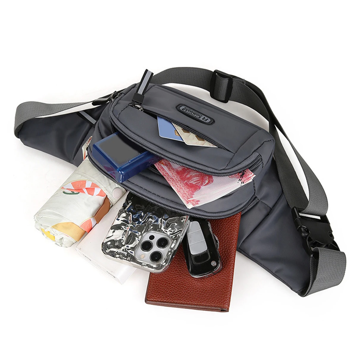 Nova lona pura ajuste cintura móvel esportes masculinos lazer ao ar livre correndo anti roubo ultra fino invisível.-zmt - Imagem 5