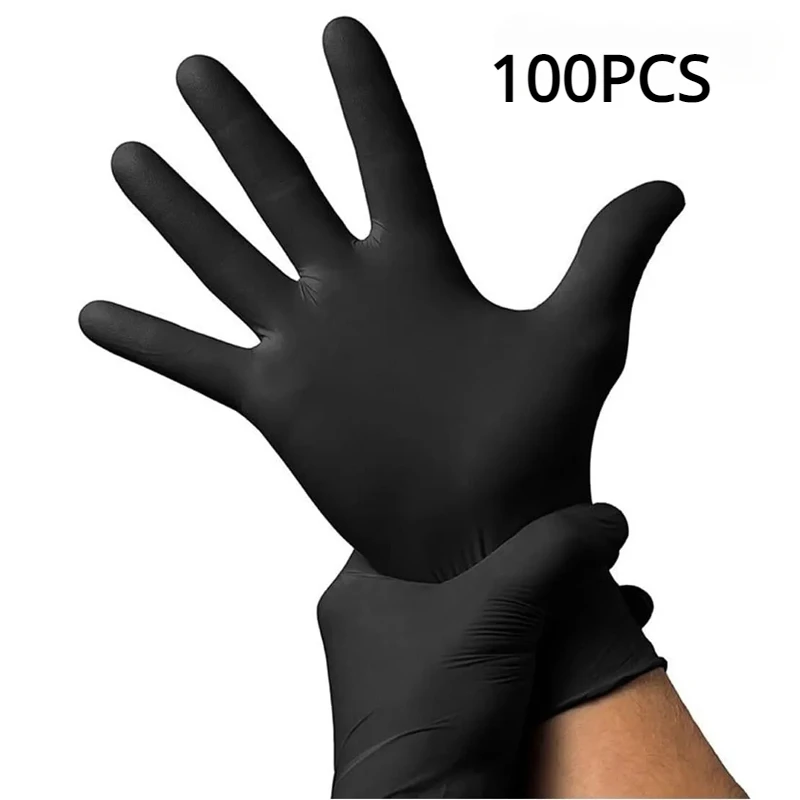 100/50/20 pçs luvas de nitrilo preto engrossado luvas descartáveis para limpeza cabeleireiro à prova dwaterproof água lavar louça tatuagem luvas - Imagem 7