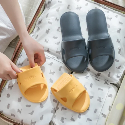 Chinelos de viagem dobráveis casa hotel portátil slides antiderrapante casa de banho slides das mulheres dos homens unisex eva macio sapatos planos