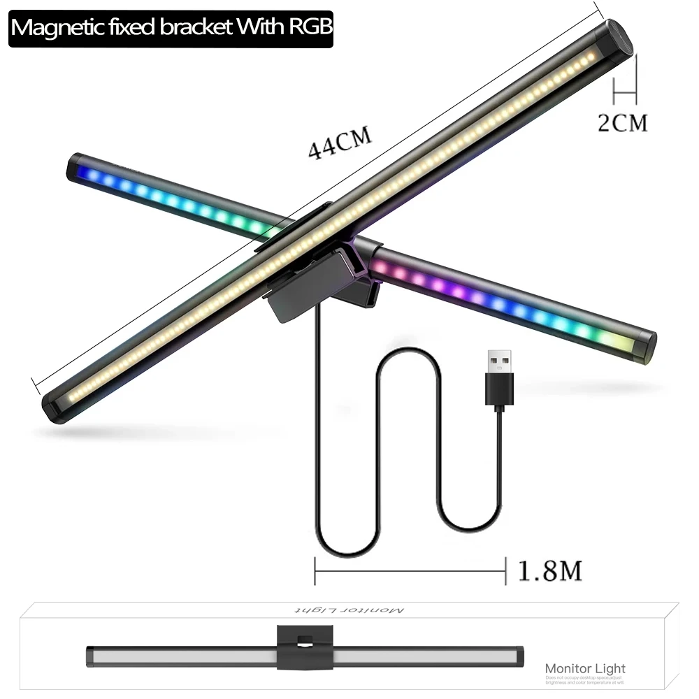 Lâmpada de mesa led para cuidados com os olhos, barra de luz para monitor de pc, tela rgb, barra de luz com escurecimento contínuo, lâmpada de mesa suspensa para leitura - Imagem 9