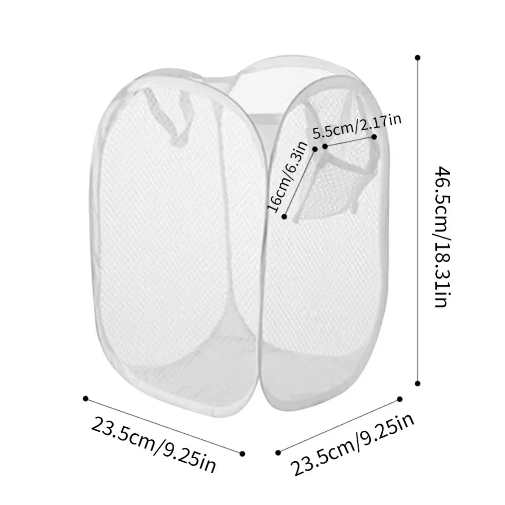 Cesto de lavanderia pop up de malha portátil, abertura ampla, respirável, dobrável, economizador de espaço, dormitório, viagem, itens de banheiro - Imagem 17