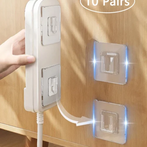 10 pares dupla face adesivo parede ganchos Lnvisible Traceless Snap Hook titular armazenamento de parede banheiro cozinha quarto gancho Kit Waterproof and strong hook Ganchos de alta qualidade Não precisamos bater