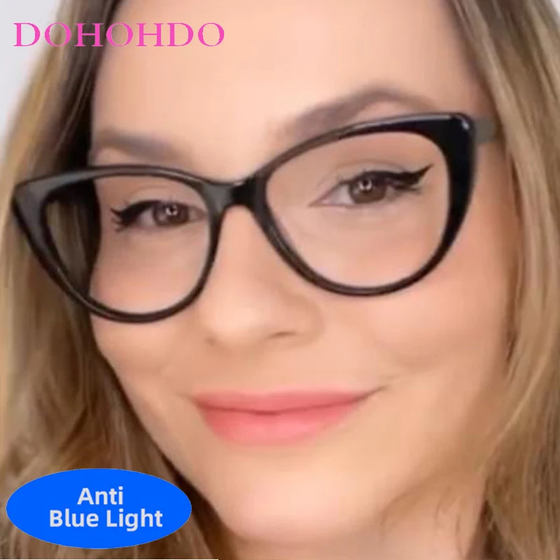 Retro óculos de olho de gato das mulheres dos homens na moda design de marca de luxo óculos ópticos anti-luz azul computador proteção para os olhos - Imagem 2