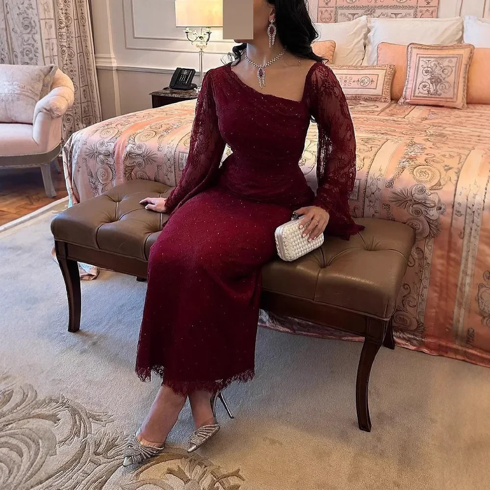 Elegante vestido de noite de renda com lantejoulas envoltório em torno do corpo para mulheres do oriente médio primavera 2025 estação independente da moda