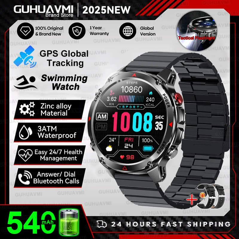 Novo Smartwatch Esportivo Profissional com GPS para Atividades ao Ar Livre (Ciclismo, Corrida, Natação), Bússola, Altímetro, Resistência à Água 3ATM, Pulseira Esportiva Masculina - Lançamento 2025 - Imagem 7