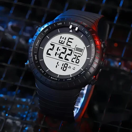 Relógio eletrônico masculino multifuncional esportes ao ar livre relógio rotativo dial despertador led relógio de pulso digital para homem estudante crianças