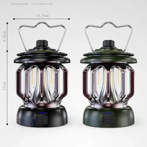 Lâmpada de acampamento carregável regulável à prova d'água portátil para acampamento ao ar livre LED