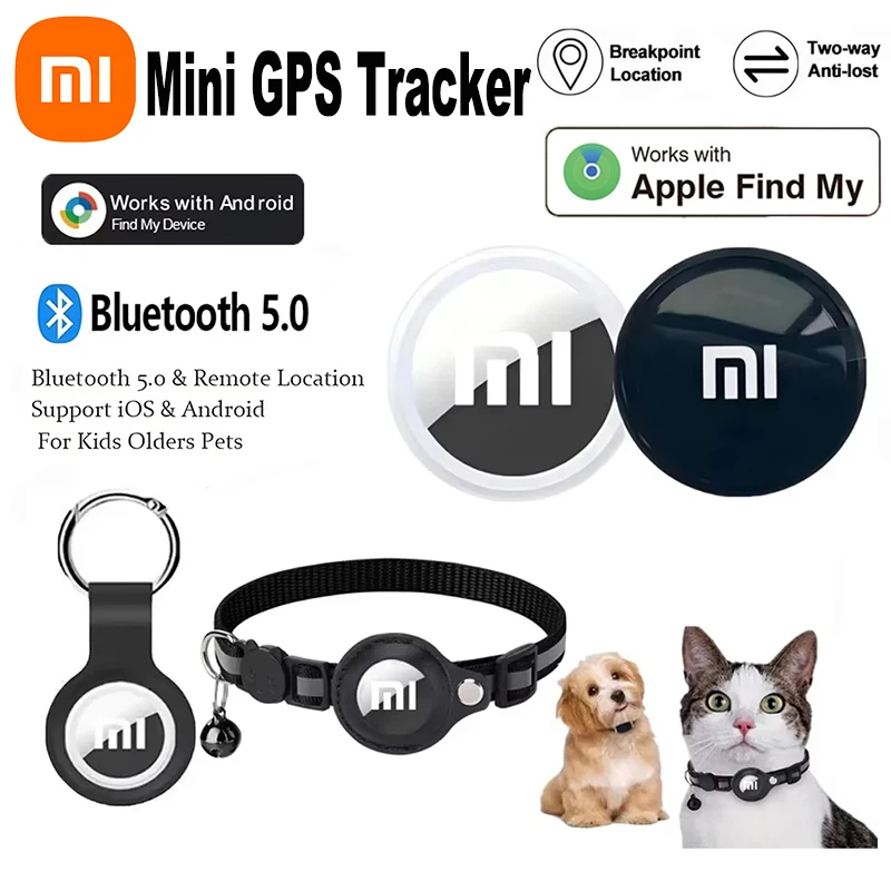 Xiaomi mini sistema de rastreador gps para findmy app airtag inteligente bluetooth localizador criança localizador saco anti-perda coleira para animais de estimação com rastreador